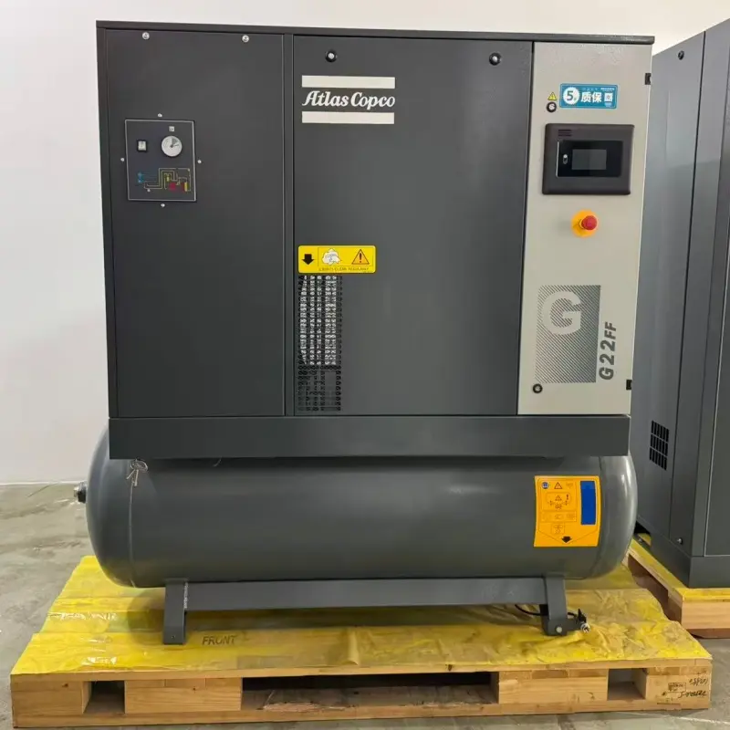 Περιστροφικός βιδωτός αεροσυμπιεστής Atlas Copco G22FF 22kW 30HP με έγχυση λαδιού για βιομηχανική κατασκευή
